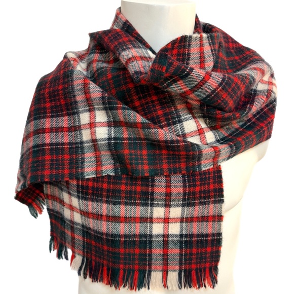 Johnstons of Elgin Scotland Wool Tartan Scarf – Dress McDonald Plaid – 12" x 55" - Picture 1 of 8
